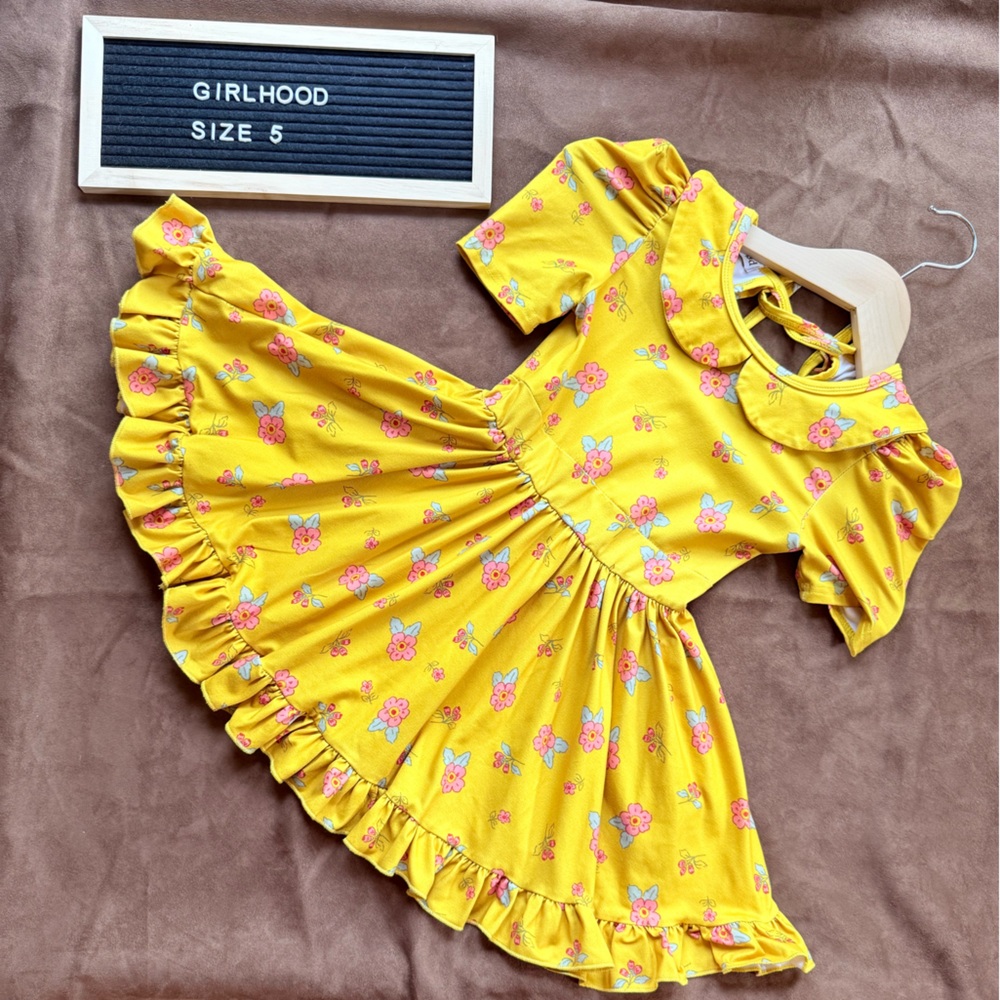 Girlhood Yellow Floral Twirl Dress